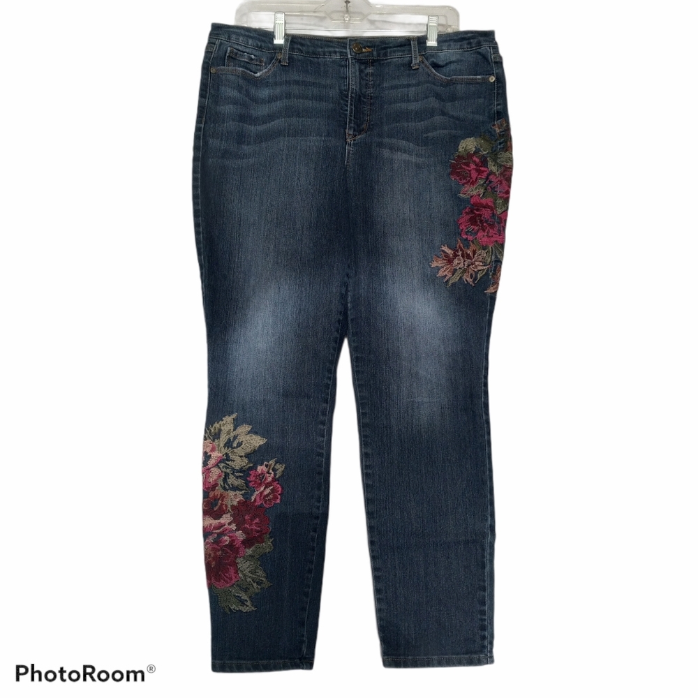 Nine west garmercy embroidery skinny jeans